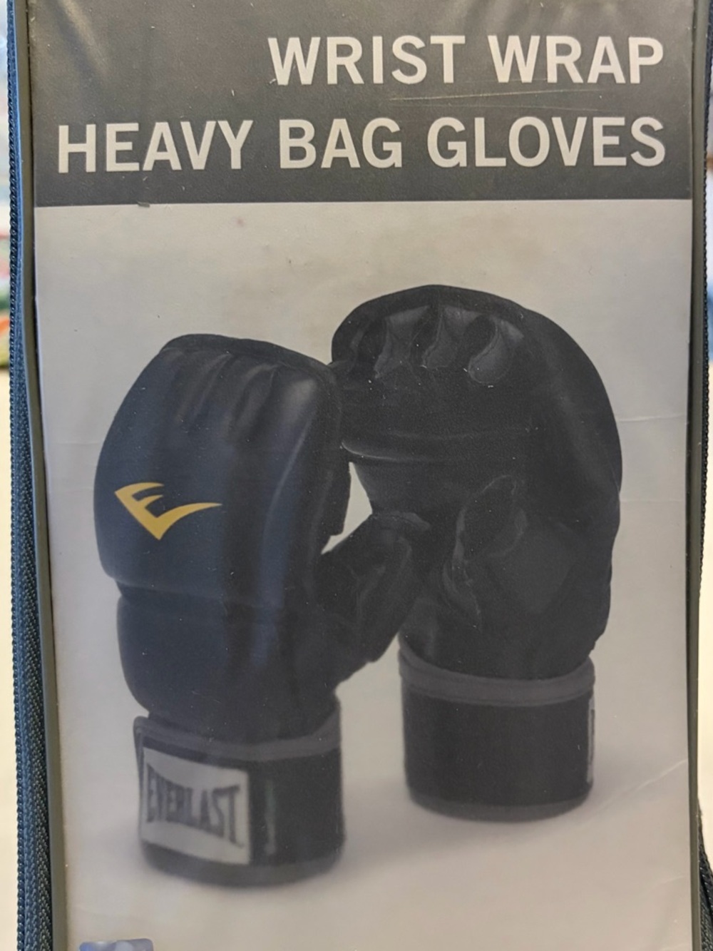 Everlast Black Wrist Wrap Heavy Bag Gloves with Gold Logo